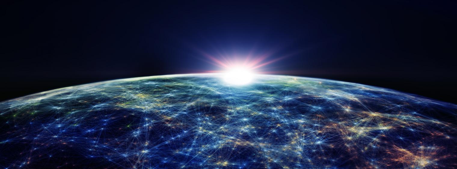 Sunrise above an interconnected Earth