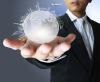 Person holding a sketched globe