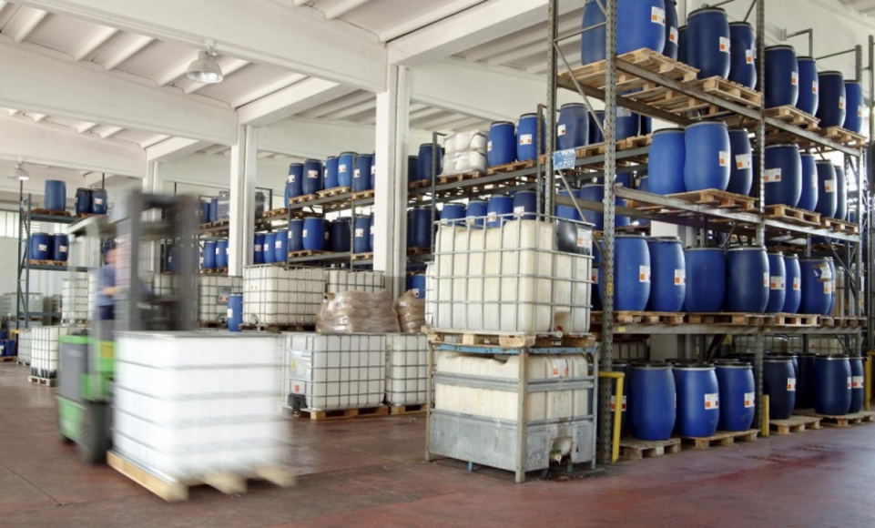 Blue Drums in Warehouse