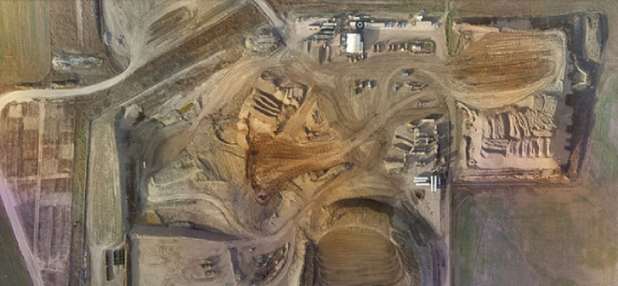 Arial view of a worksite