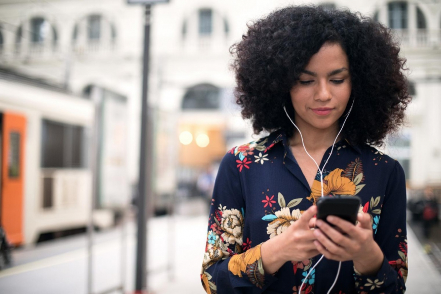 Woman with headphones in
