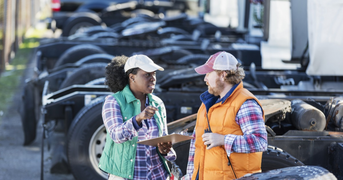 truck drivers having conversation 