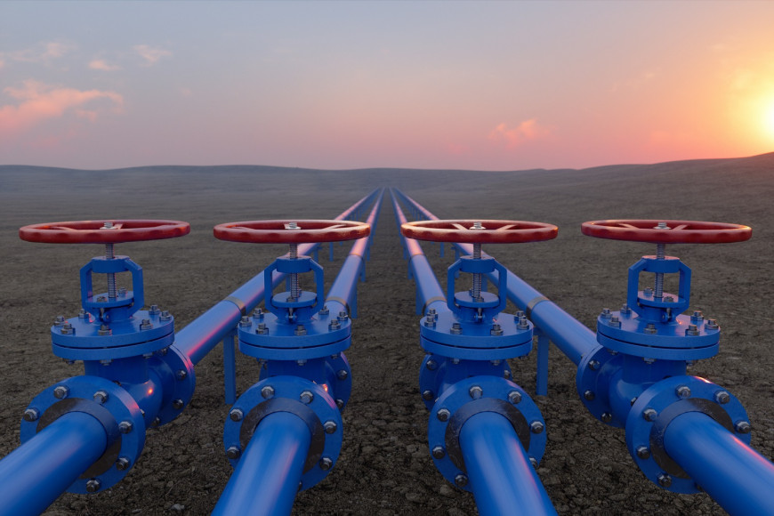 Oil and gas pipelines at sunset