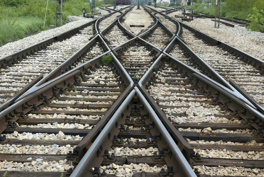 Close up of railroad tracks