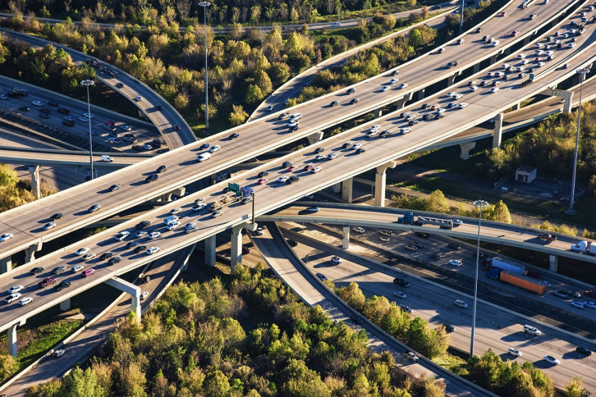 view of freeway from overhead