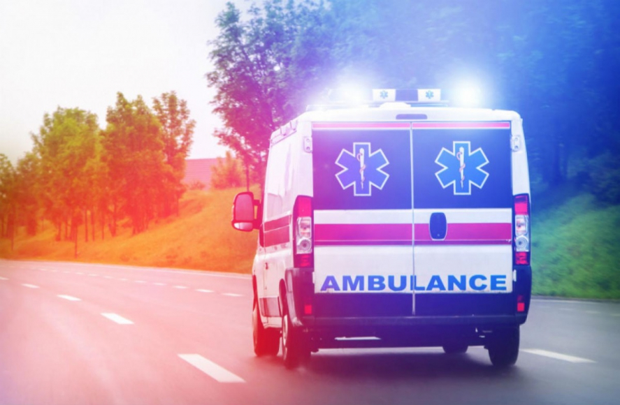 Ambulance with lights on 