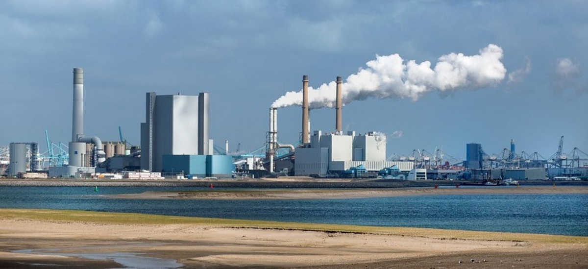Factory on riverbank 