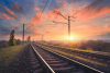 train tracks and a sunset 